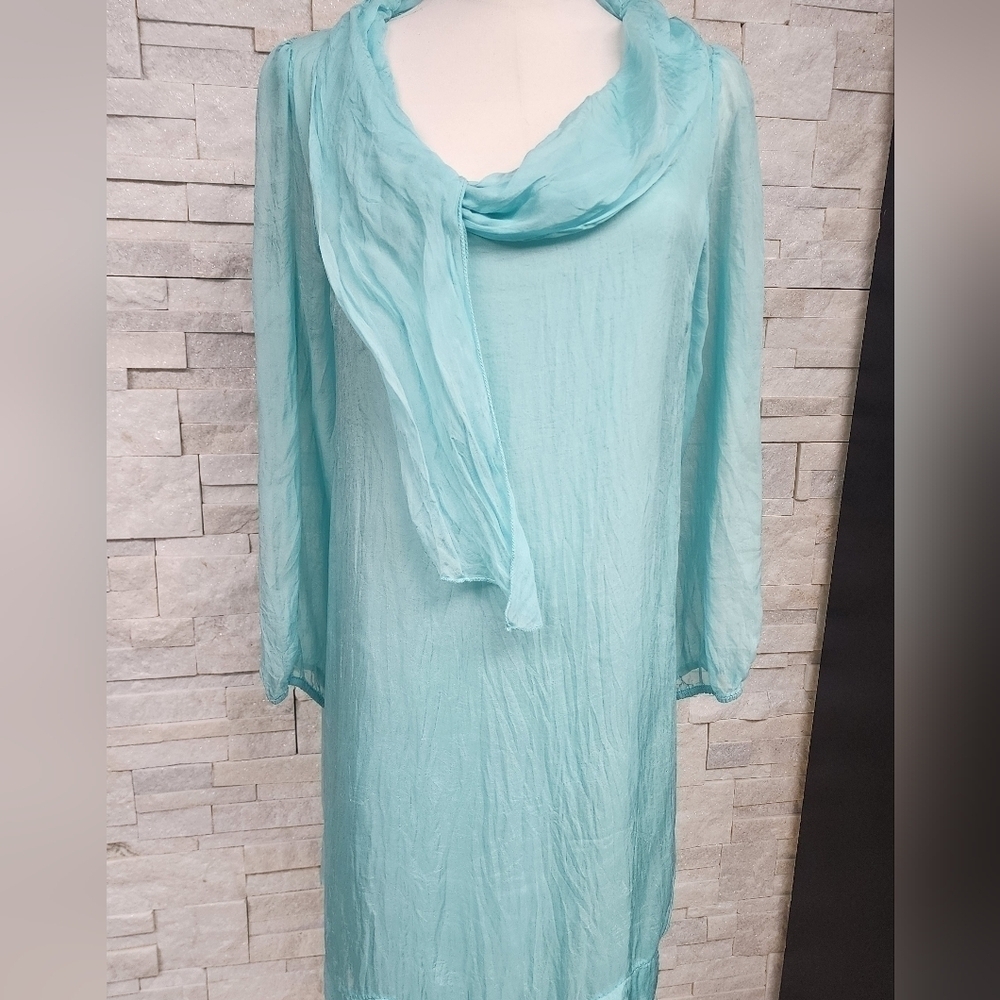 🇮🇹Viscose & Silk Light Blue Tunic Dress – Soch Paris – - Picture 2 of 8